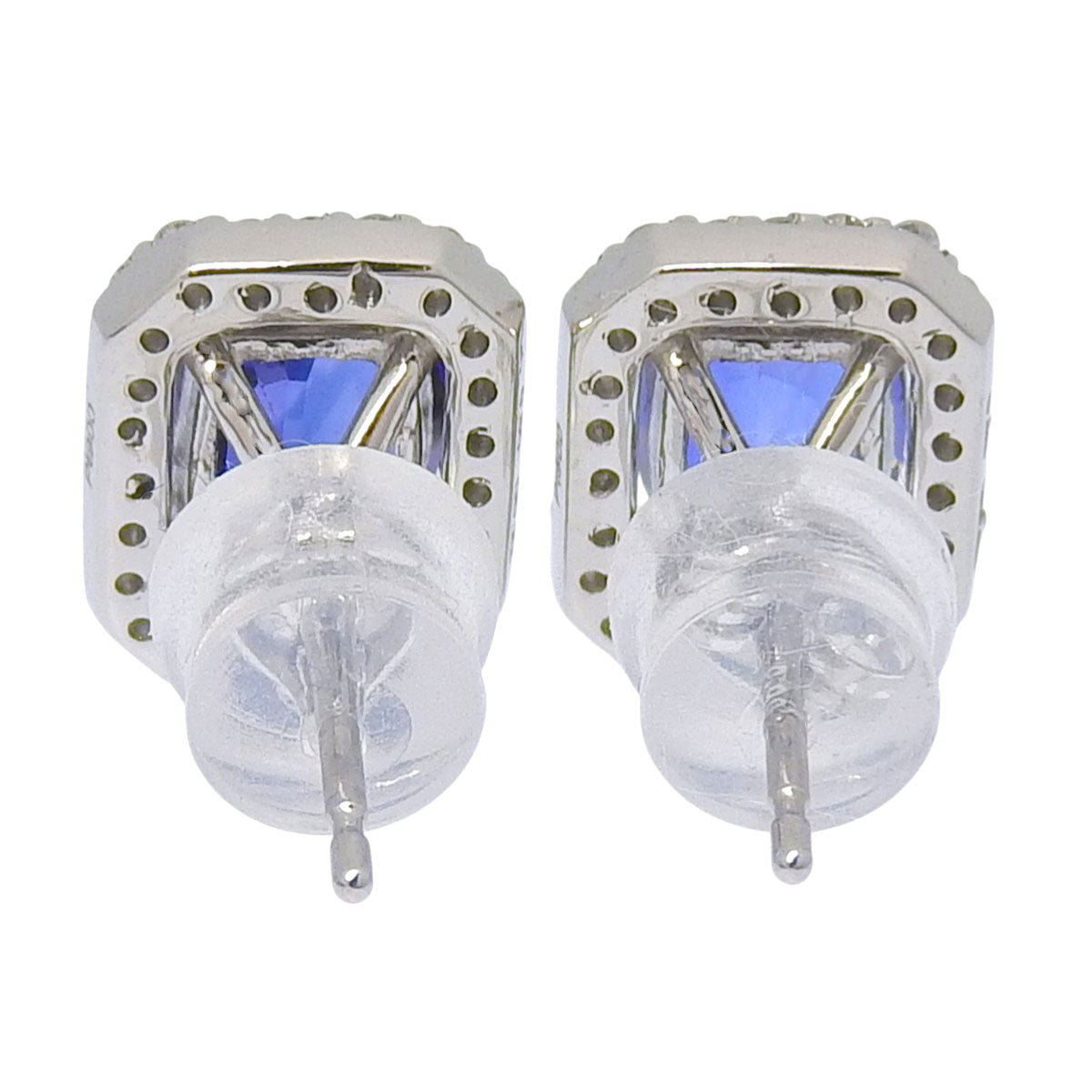 Sapphire and Diamond Earrings S0.80,0.80/D0.22,0.22 Pt900 Platinum