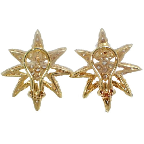 Eight-pointed star diamond earrings D4.00 K18 yellow gold YG