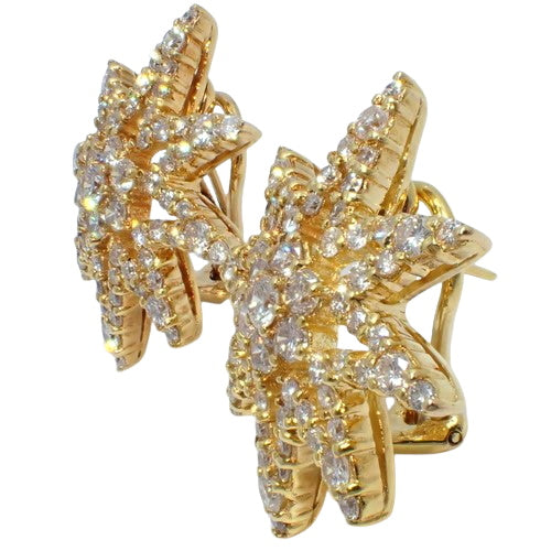 Eight-pointed star diamond earrings D4.00 K18 yellow gold YG