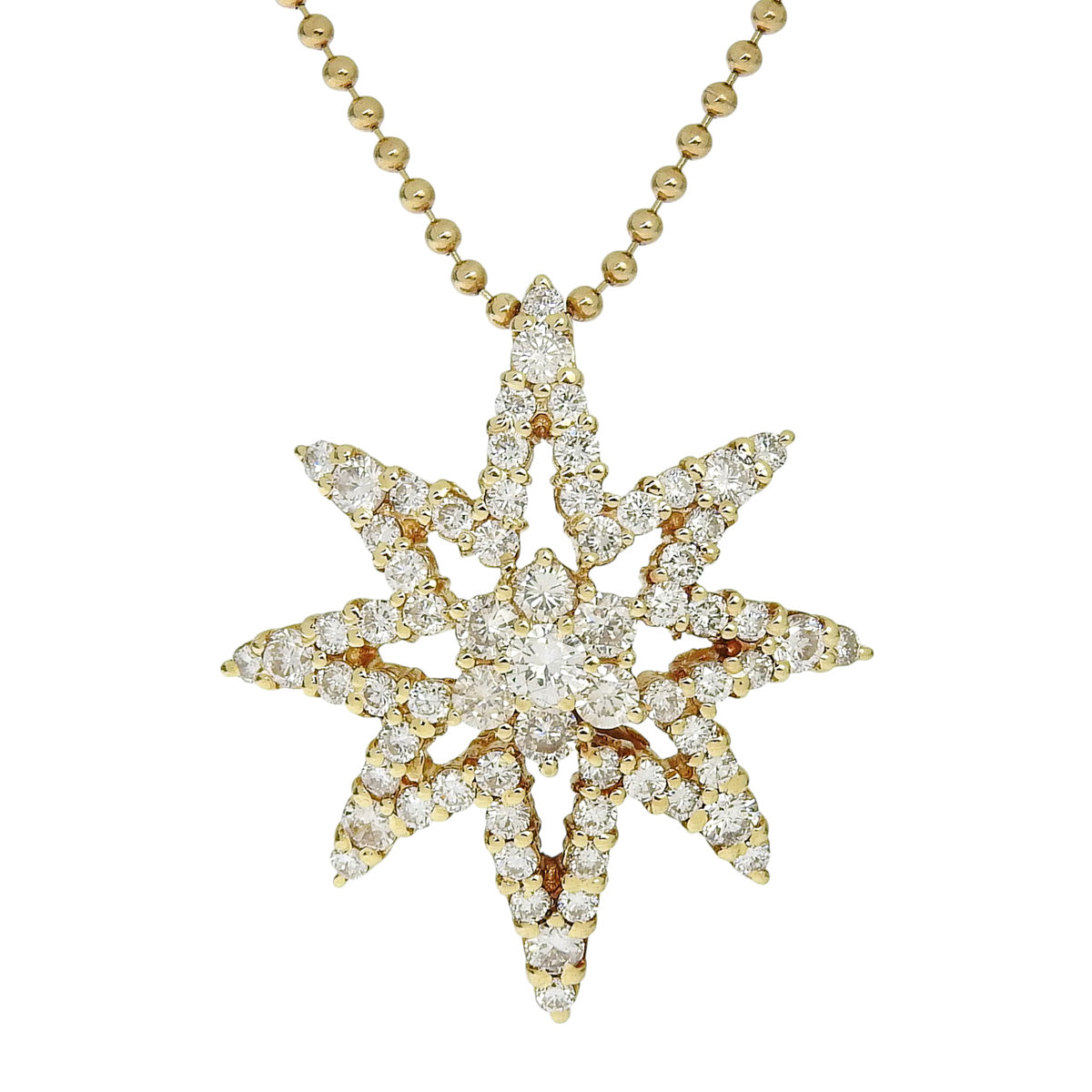 Eight-pointed star diamond necklace D2.00 K18 yellow gold YG