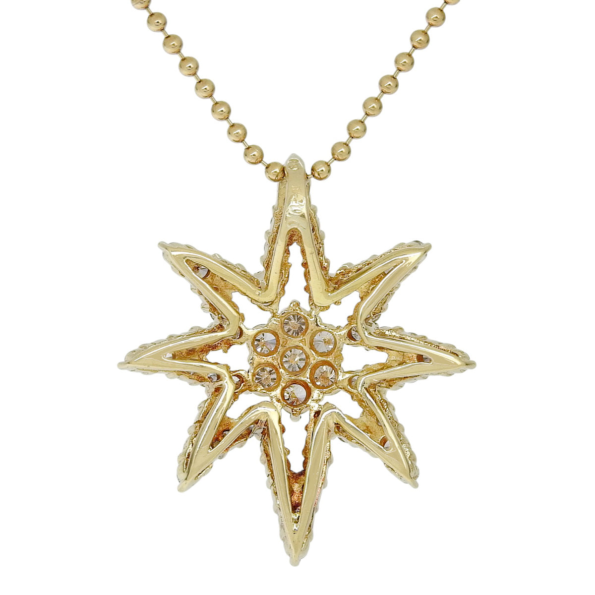 Eight-pointed star diamond necklace D2.00 K18 yellow gold YG