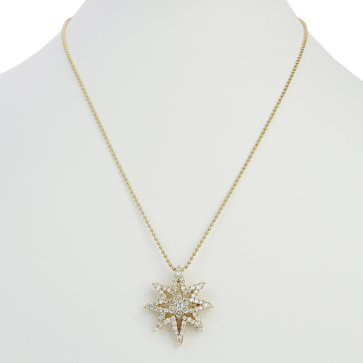 Eight-pointed star diamond necklace D2.00 K18 yellow gold YG