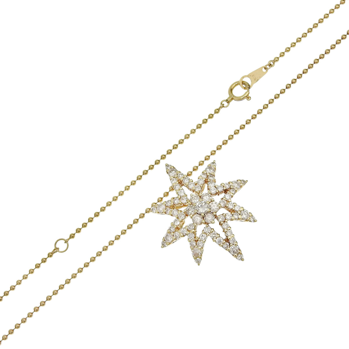 Eight-pointed star diamond necklace D2.00 K18 yellow gold YG