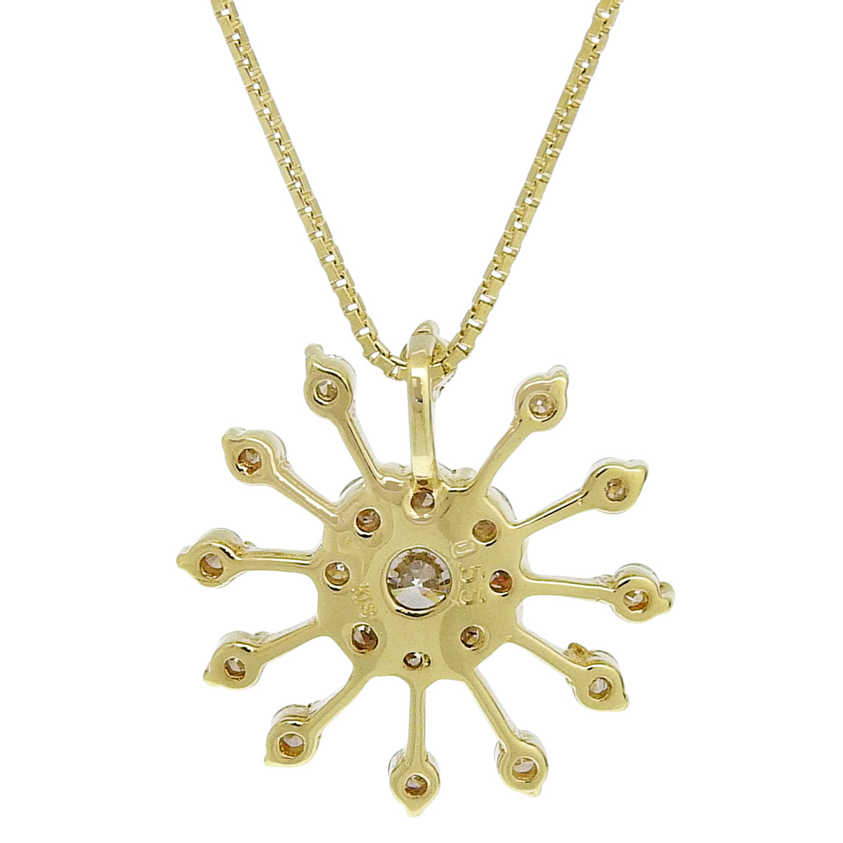 Diamond Necklace, 0.55 carats, 18K Yellow Gold, Flower Motif.