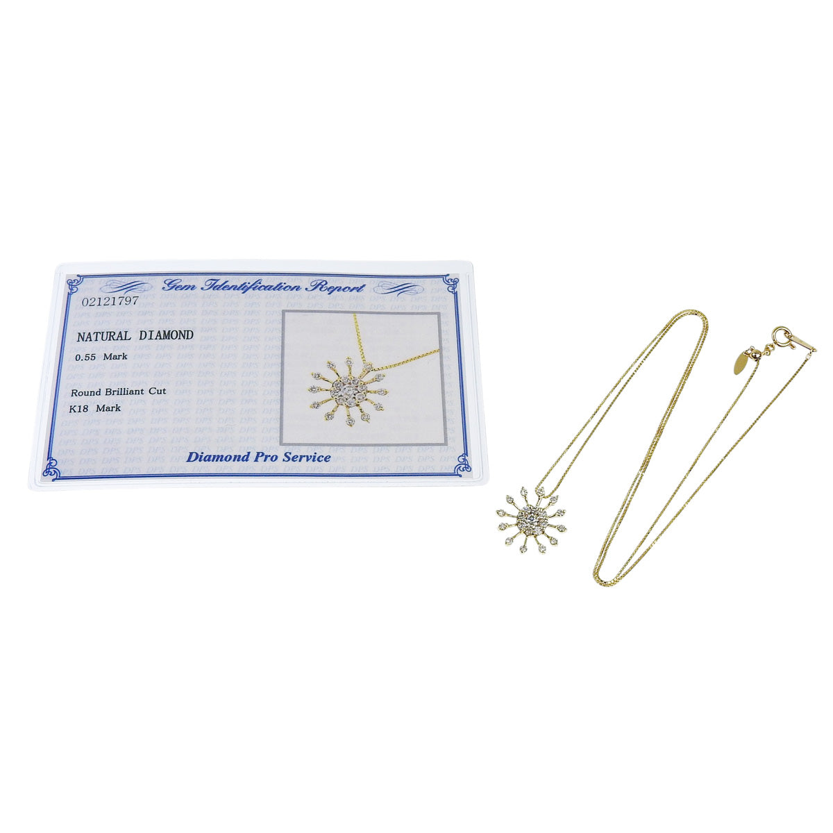 ダイヤモンド ネックレス D0.55 K18 イエローゴールド YG 花 フラワーモチーフ