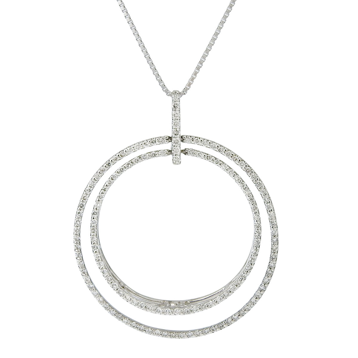 Double Circle Diamond Necklace D0.50 K18 White Gold WG