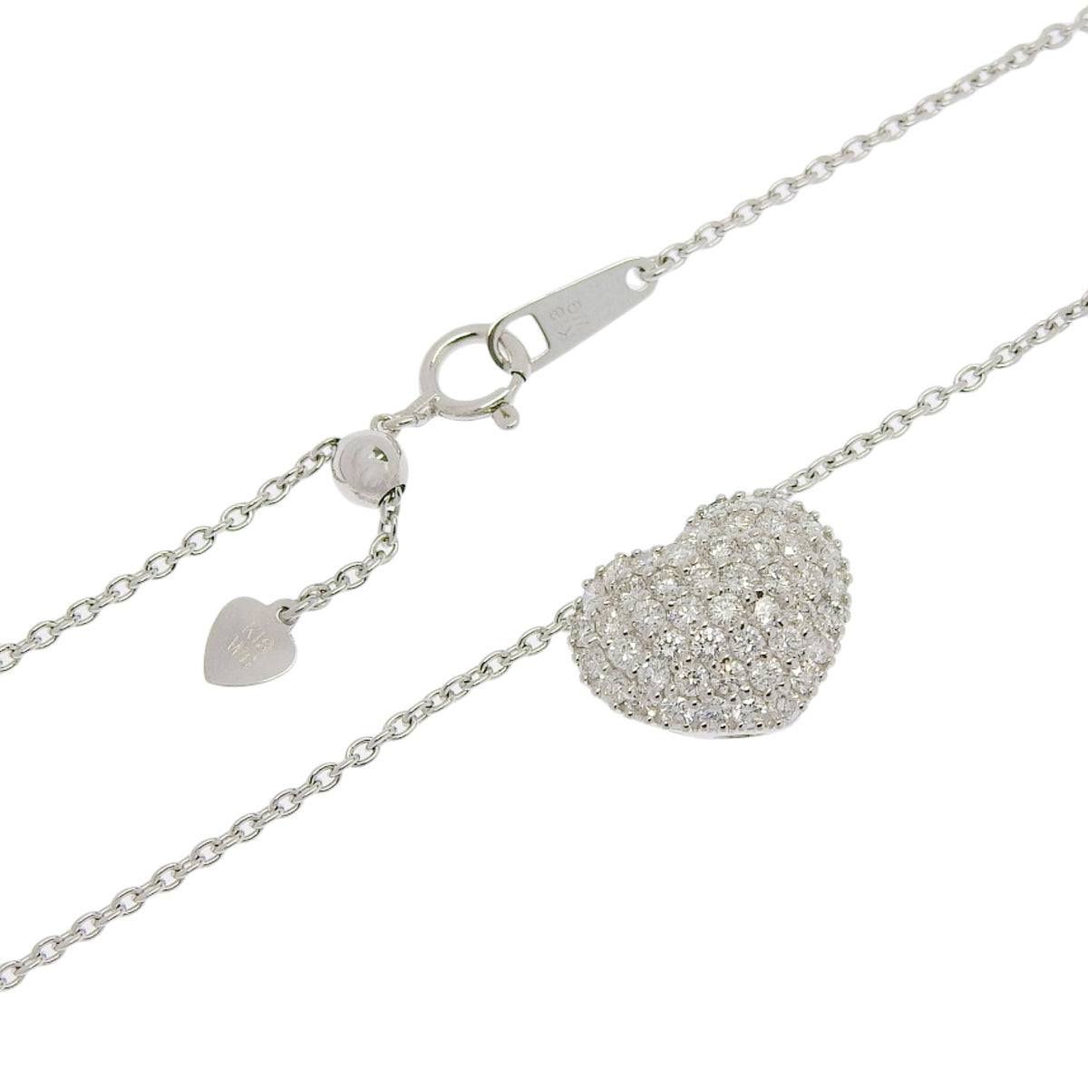 ダイヤモンド ハート ネックレス D1.00 K18 ホワイトゴールド WG パヴェ