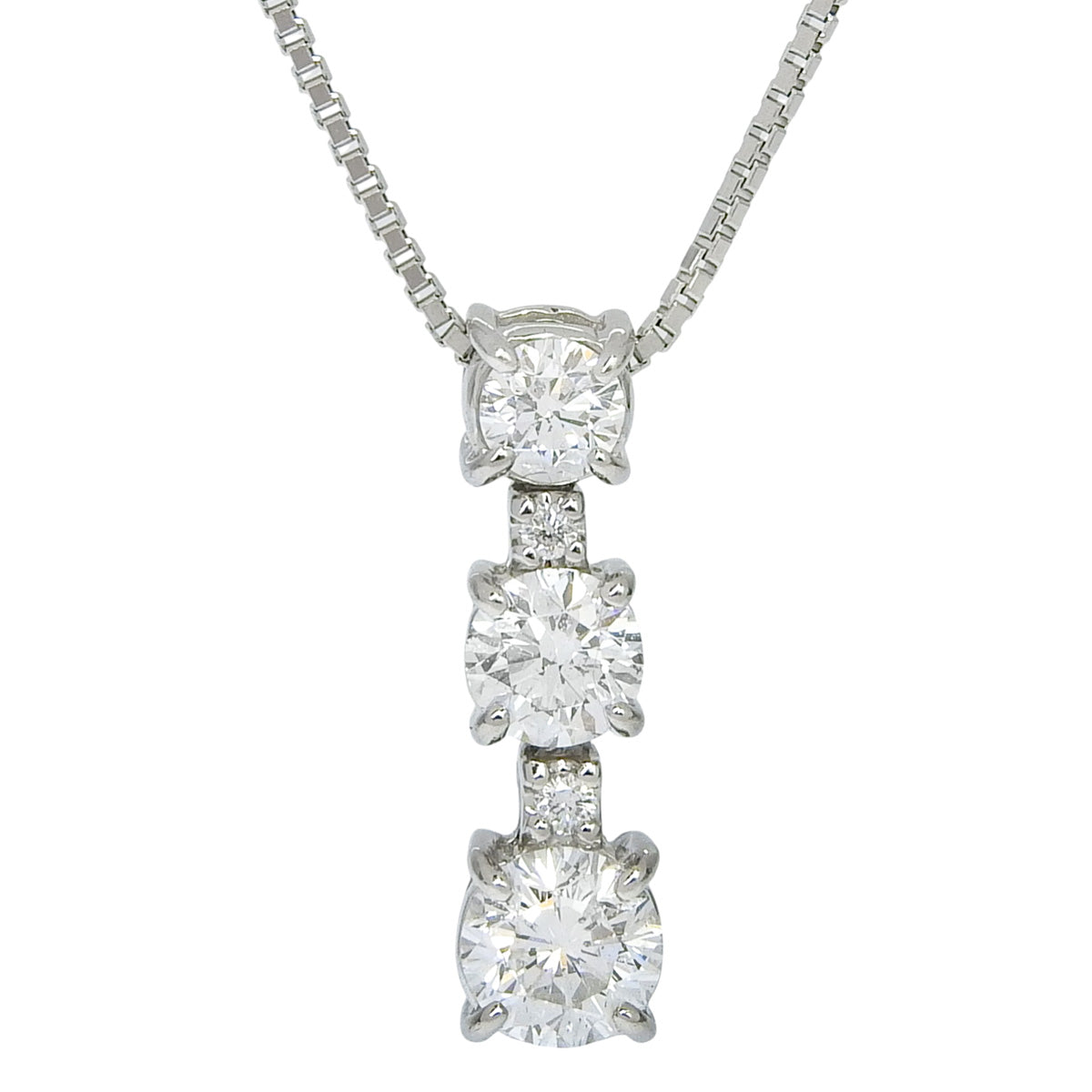 Diamond necklace D0.178, 0.320, 0.506 Pt900 platinum Pt850 platinum 5PD