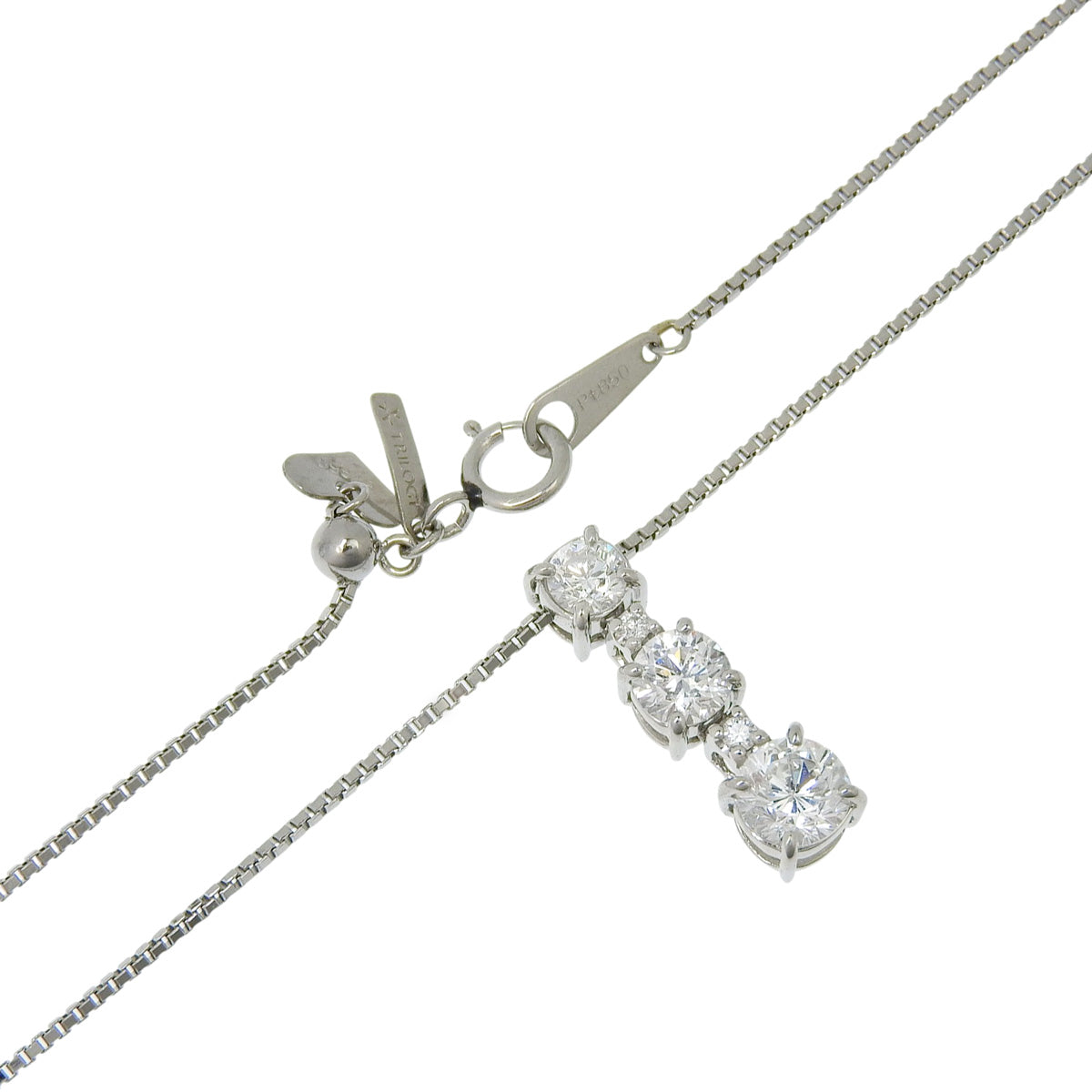 Diamond necklace D0.178, 0.320, 0.506 Pt900 platinum Pt850 platinum 5PD