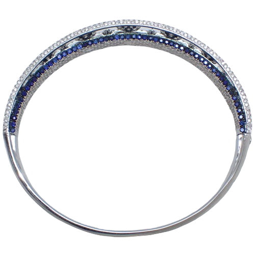 Sapphire and Diamond Bangle, S9.00/D7.00, 18K White Gold, WG