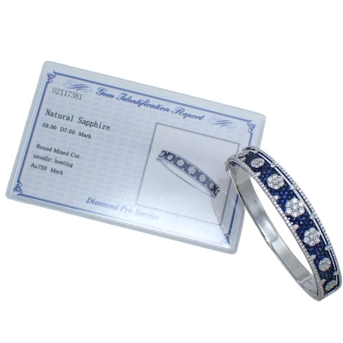 Sapphire and Diamond Bangle, S9.00/D7.00, 18K White Gold, WG