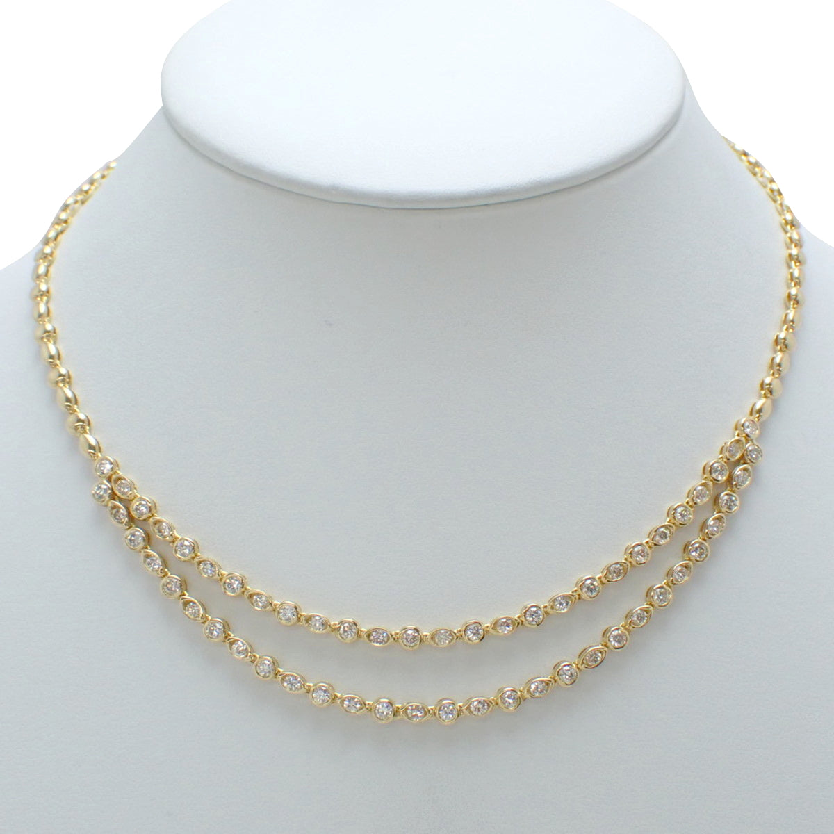 钻石项链 D3.33 K18 黄金 YG 双排