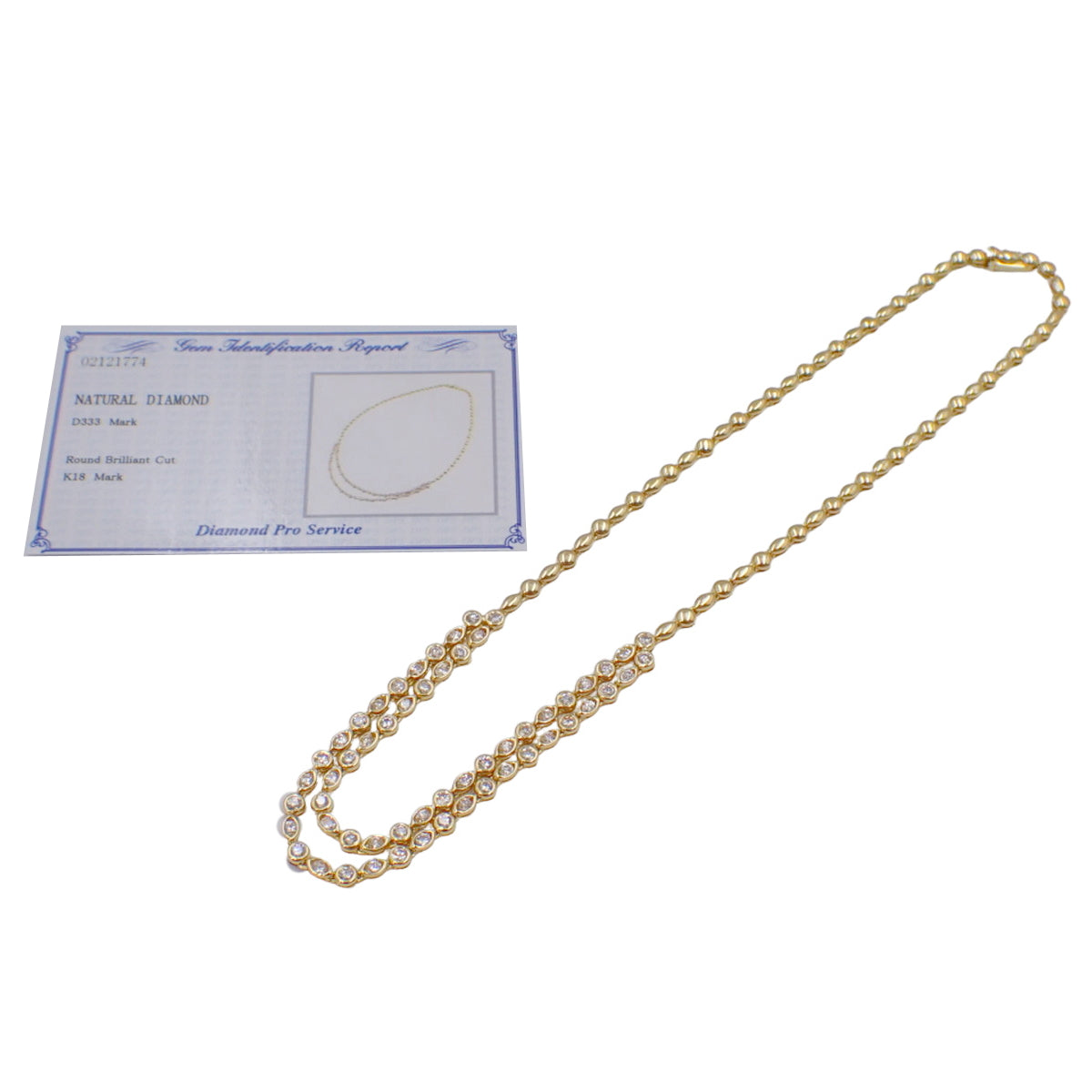 ダイヤモンド ネックレス D3.33 K18 イエローゴールド YG 2連