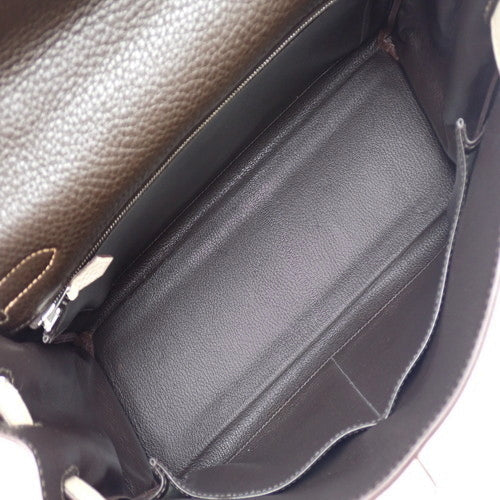 Kelly 32 (inner stitching) Tricolore, Taurillon Clemence leather, palladium hardware, Argile, Tabac, camel, chocolate, G stamp