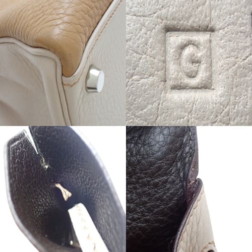 Kelly 32 (inner stitching) Tricolore, Taurillon Clemence leather, palladium hardware, Argile, Tabac, camel, chocolate, G stamp