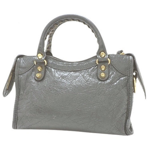 Classic Mini City Bag, Leather, Gray, 300295, 2-Way (shoulder, crossbody)