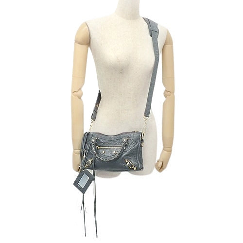 Classic Mini City Bag, Leather, Gray, 300295, 2-Way (shoulder, crossbody)