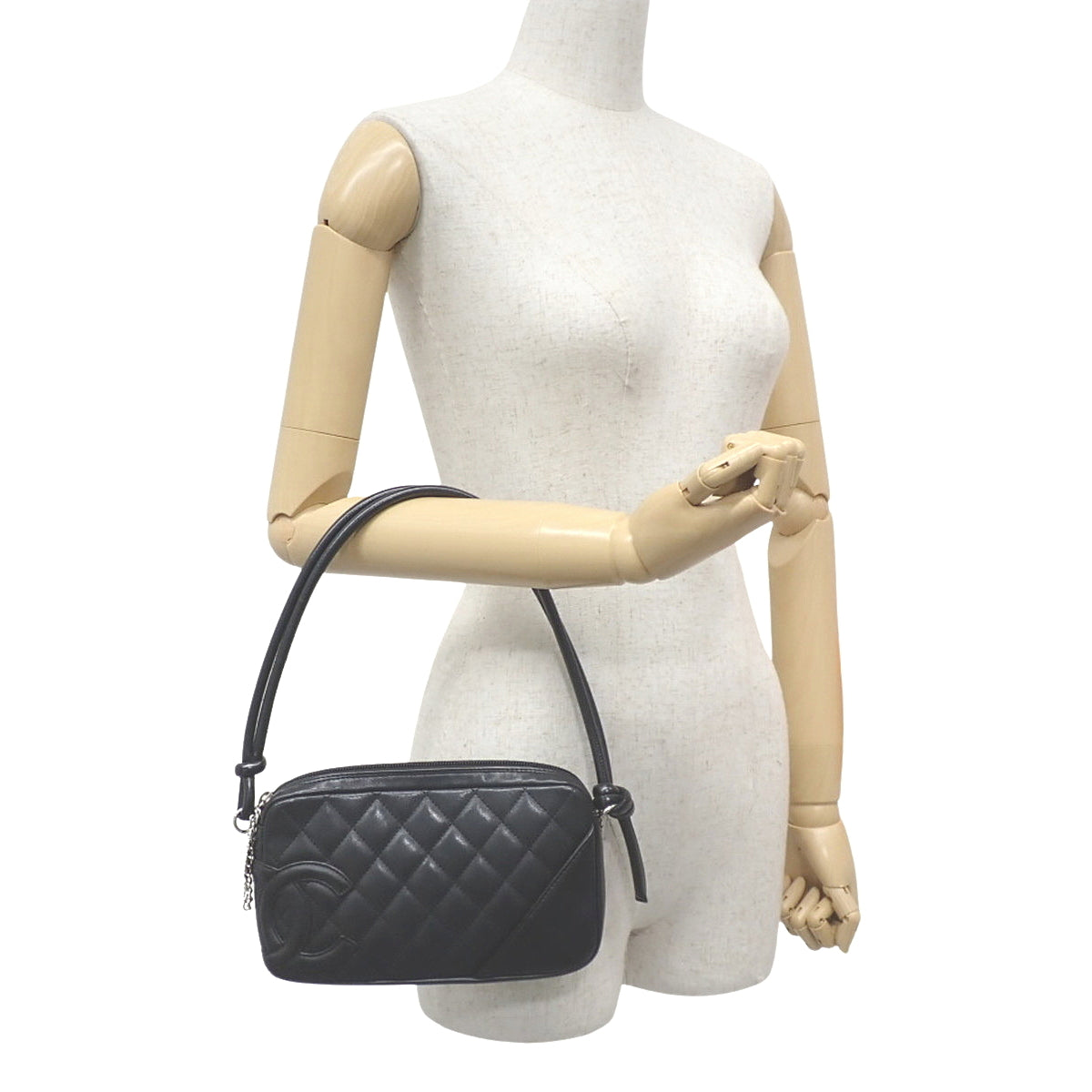 Chanel Cambon Line Coco Mark Handbag, Calfskin, Black and Pink, A25175