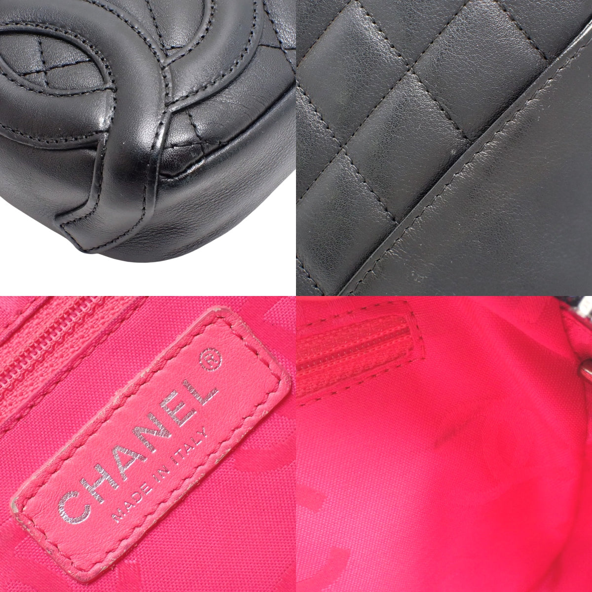 Chanel Cambon Line Coco Mark Handbag, Calfskin, Black and Pink, A25175