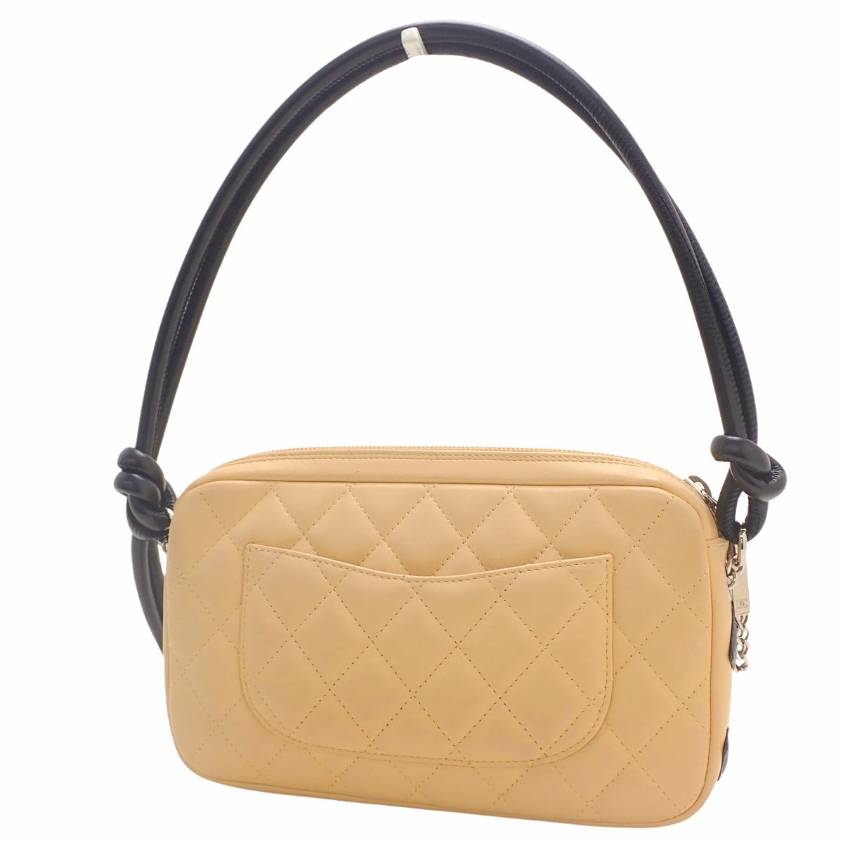 Cambon Line Matelasse Coco Mark Handbag in Beige and Black Lambskin A25175