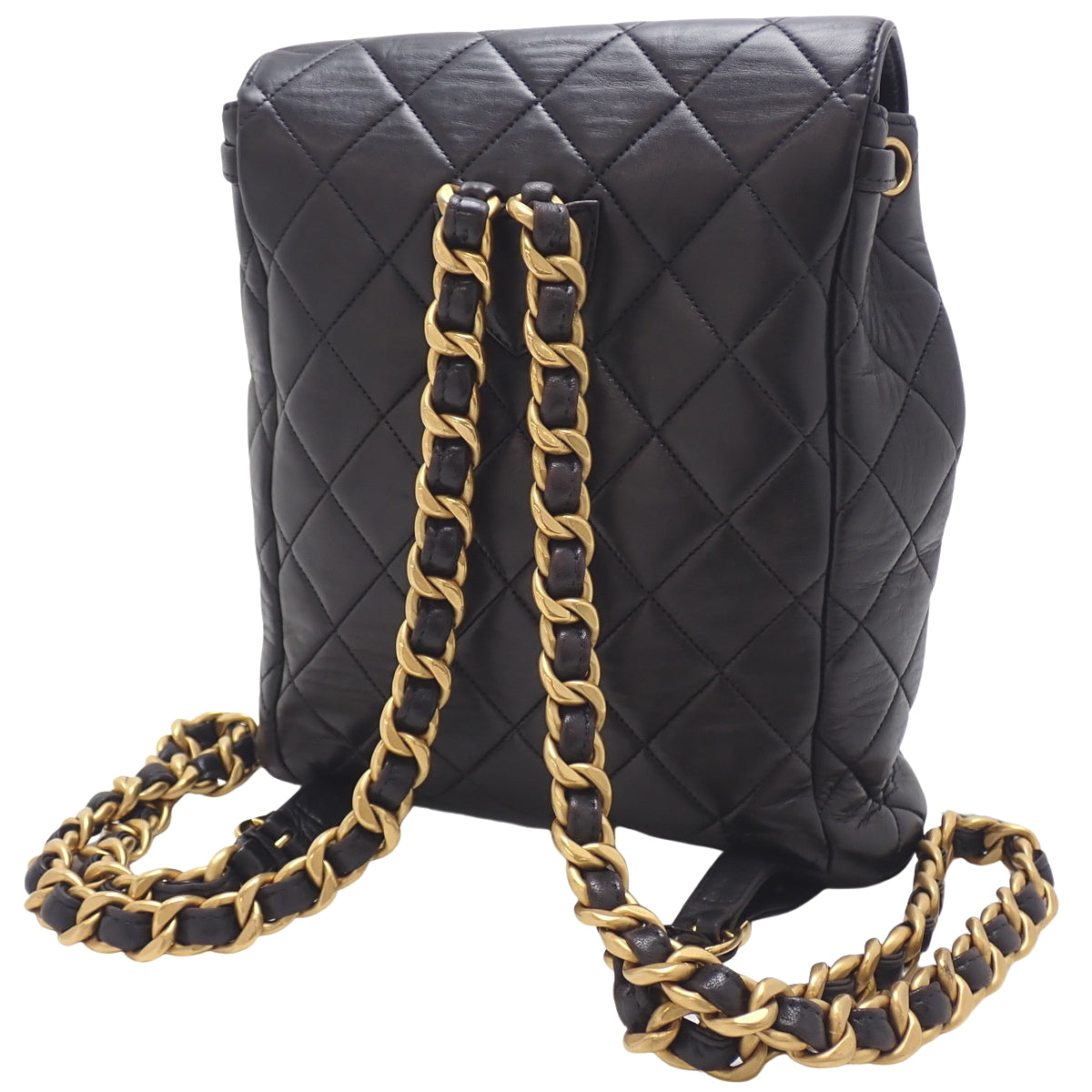 黑色羊皮绗缝 Coco Mark 背包 A10177