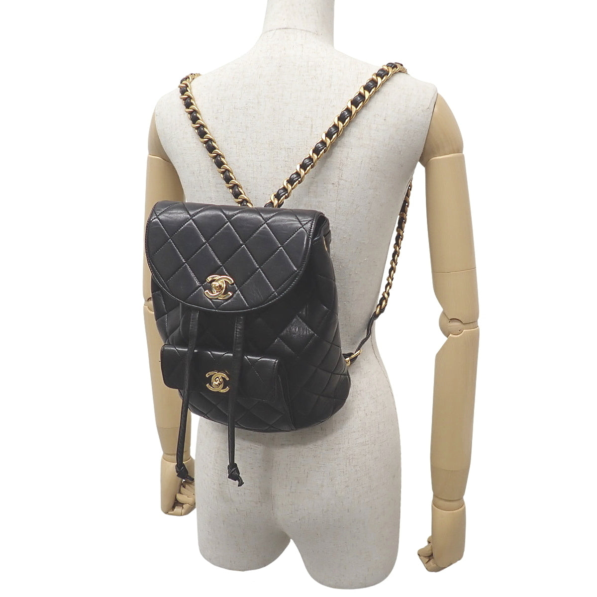 Matelasse Coco Mark Backpack, Lambskin, Black, A10177