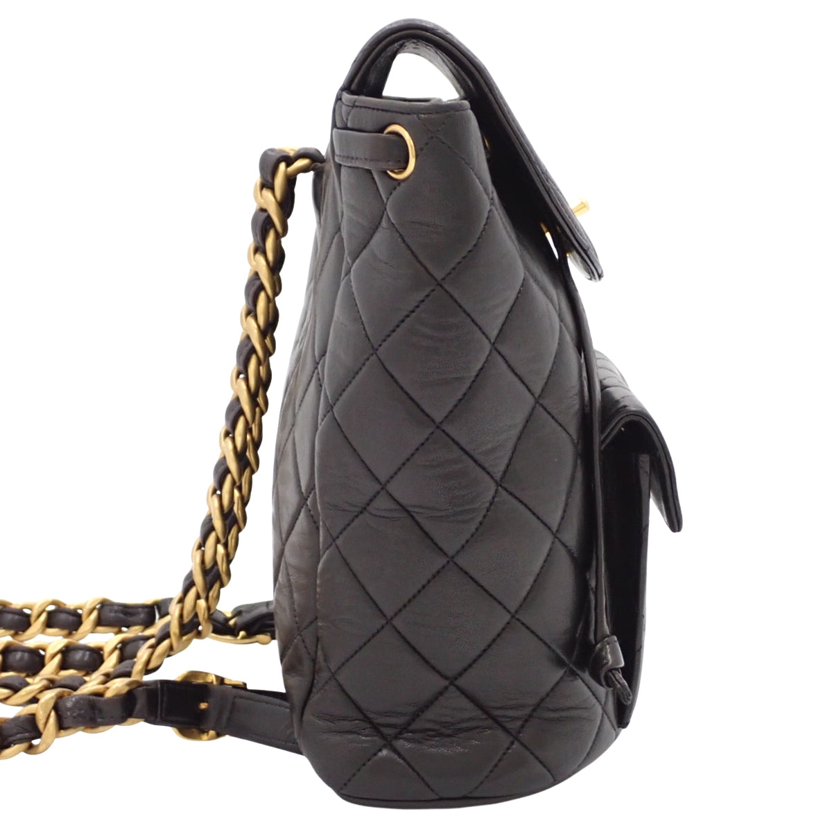 Matelasse Coco Mark Backpack, Lambskin, Black, A10177