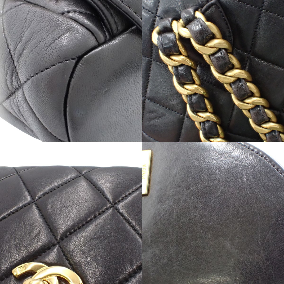 Matelasse Coco Mark Backpack, Lambskin, Black, A10177