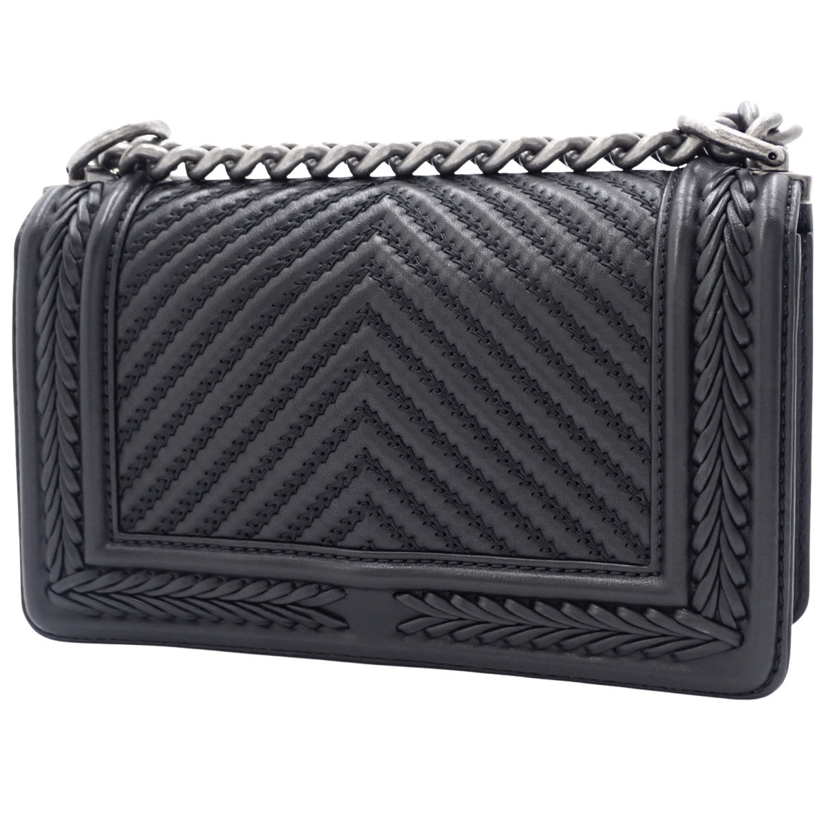 Boy Chanel V-Stitch Coco Mark Chain Shoulder Bag, Lambskin, Black