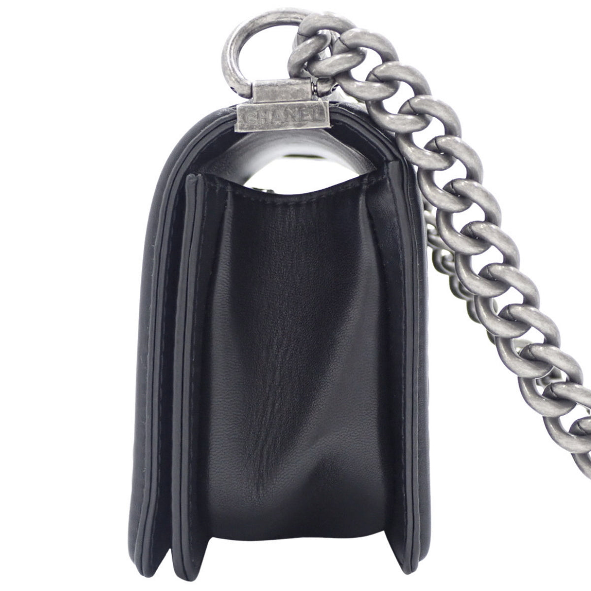 Boy Chanel V-Stitch Coco Mark Chain Shoulder Bag, Lambskin, Black