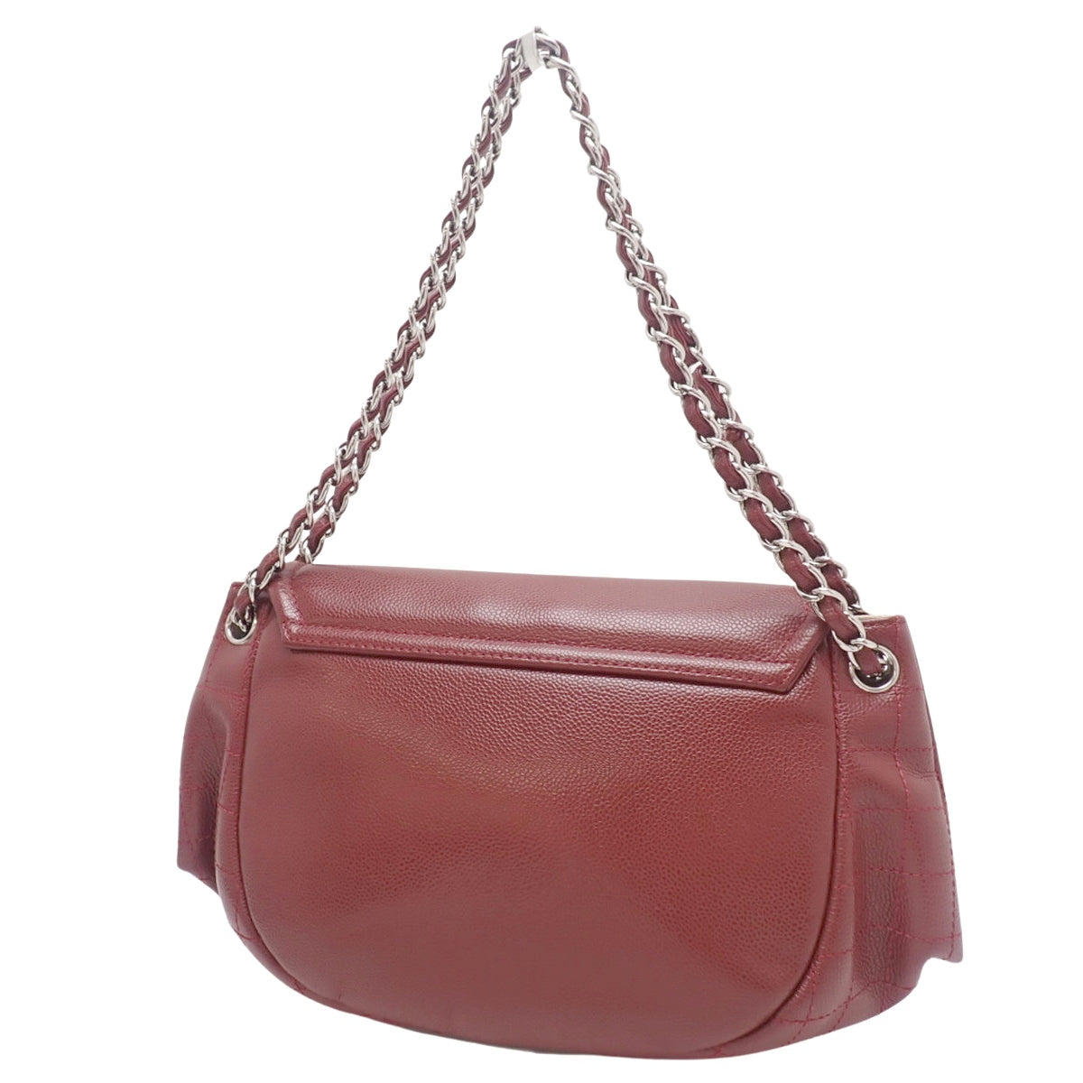 Chanel Chocolate Bar Coco Mark Half-Moon Shoulder Bag, Caviar Skin, Bordeaux