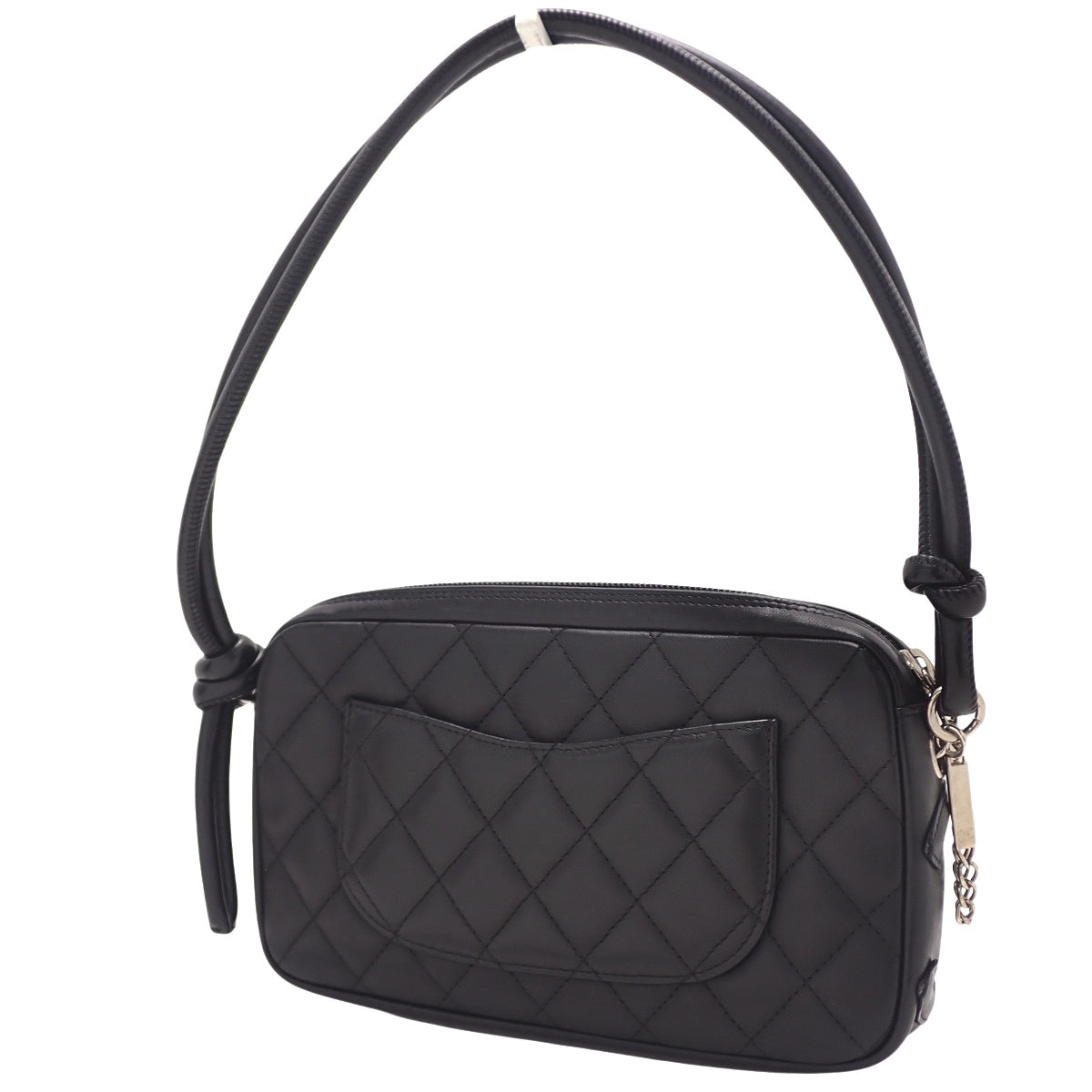 Cambon Line Matelasse Coco Mark 黑色羊皮单肩手提包 A25175