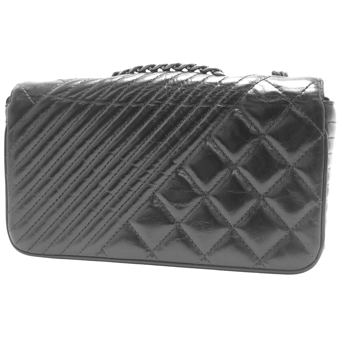 Coco Boy Coco Mark Chain Shoulder Bag, Leather, Black