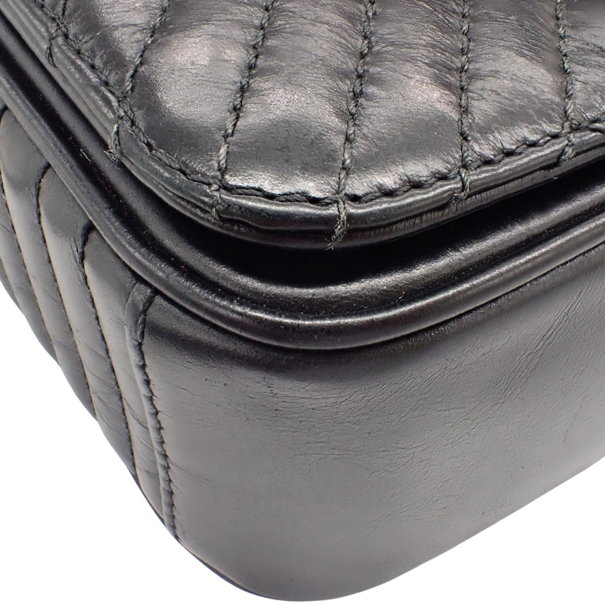 Coco Boy Coco Mark Chain Shoulder Bag, Leather, Black