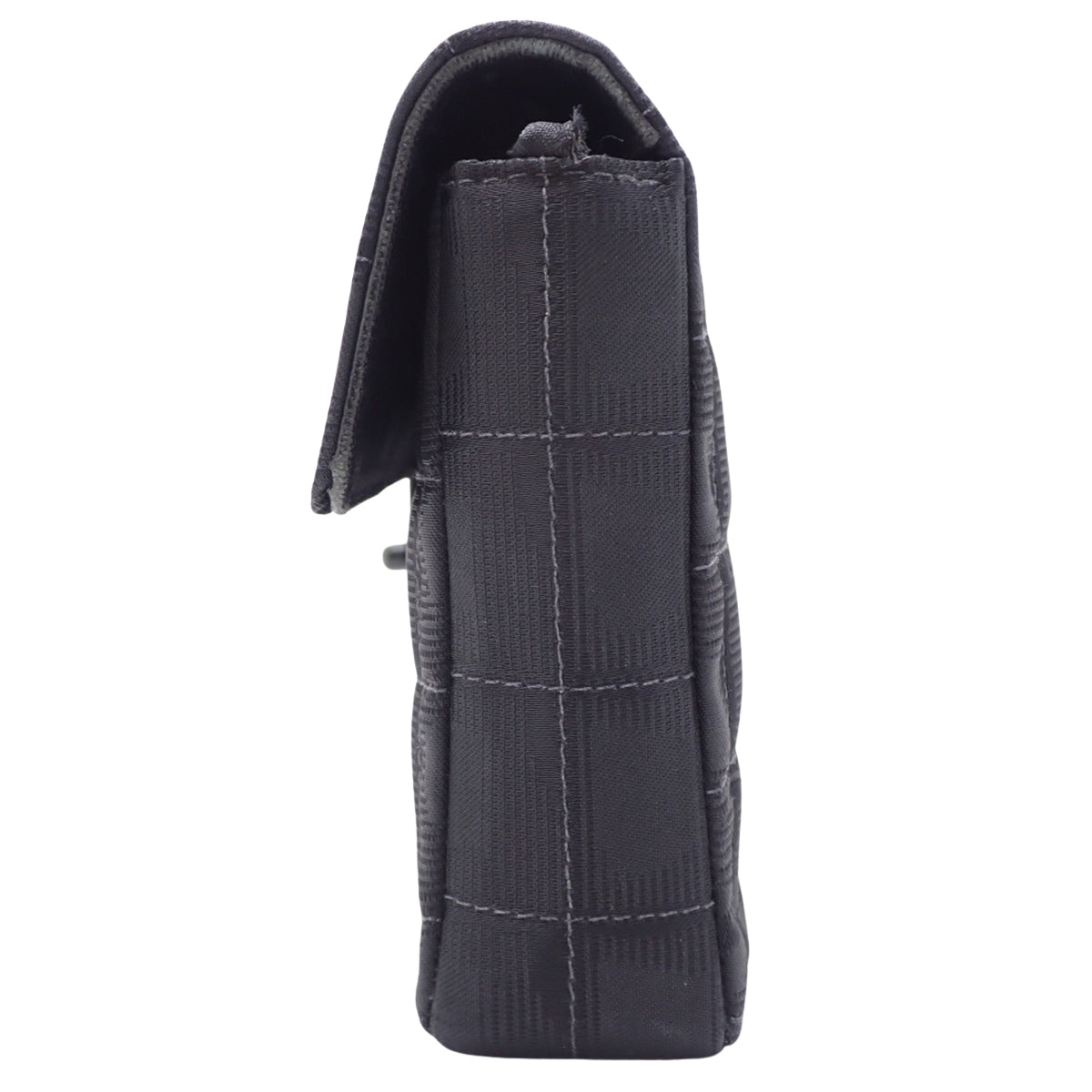 新款旅行系列 Coco Mark 链条单肩包,皮革和尼龙提花面料,黑色,A15316