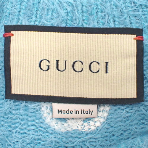Cropped Shaggy Knit Sweater, Size XS, 3/4 Sleeves, GG Logo