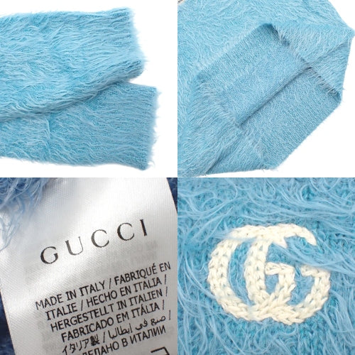 Cropped Shaggy Knit Sweater, Size XS, 3/4 Sleeves, GG Logo
