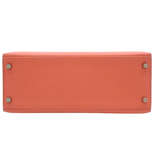 Kelly 28 (External Stitching) Epsom Leather, Palladium Hardware, Flamingo Design, R Stamp