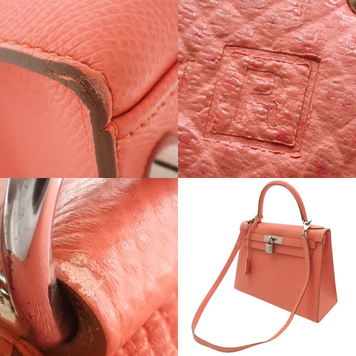 Kelly 28 (External Stitching) Epsom Leather, Palladium Hardware, Flamingo Design, R Stamp