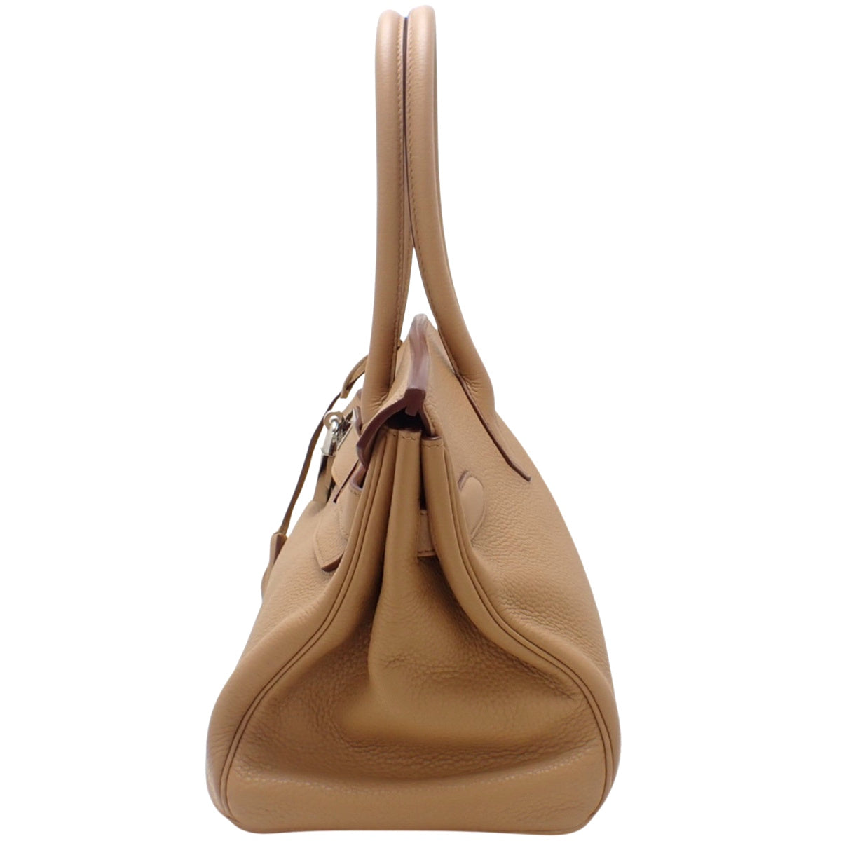 Taurillon Clemence皮革肩背包,配钯金配件和Tabac驼色及银色配件。□M压印。