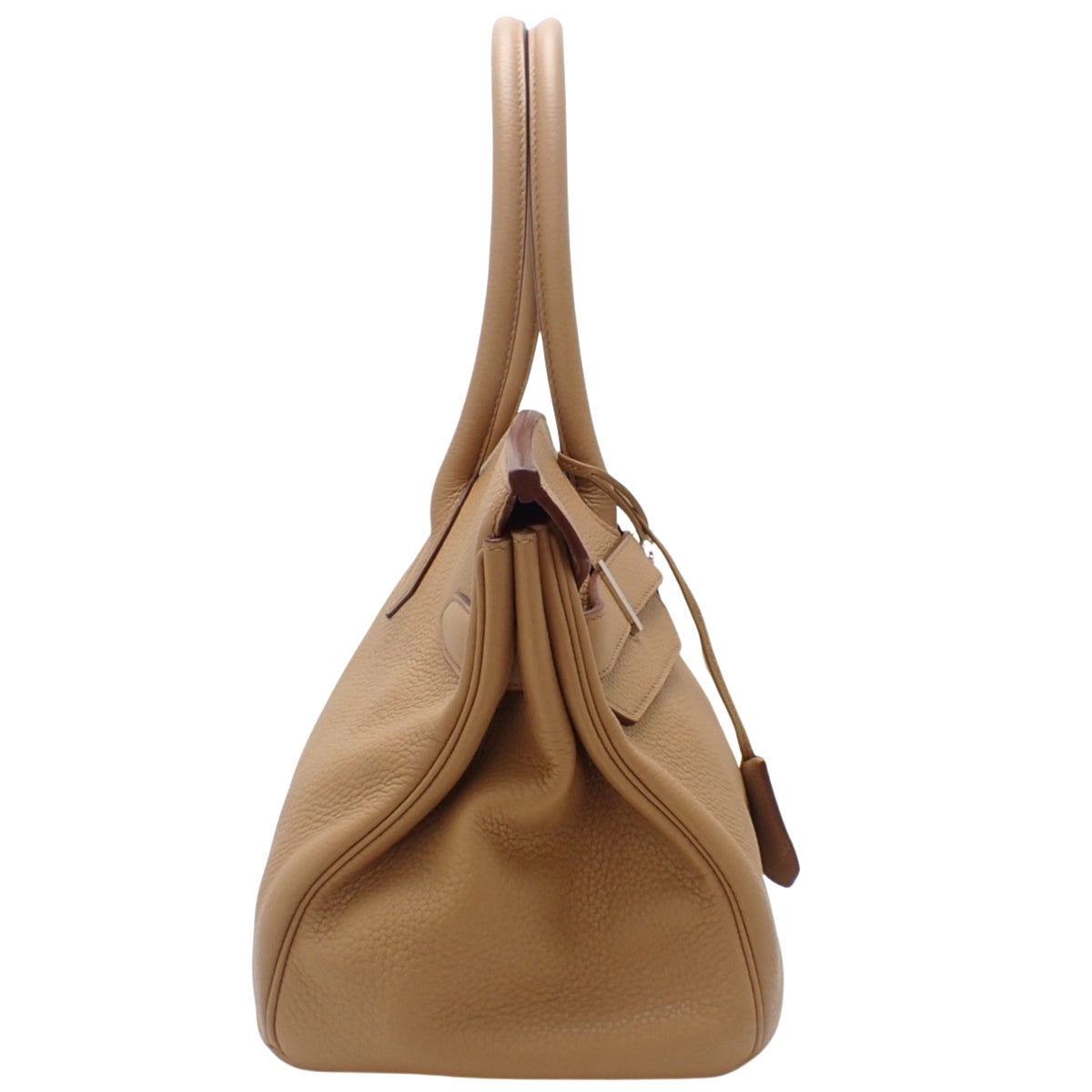 Taurillon Clemence皮革肩背包,配钯金配件和Tabac驼色及银色配件。□M压印。