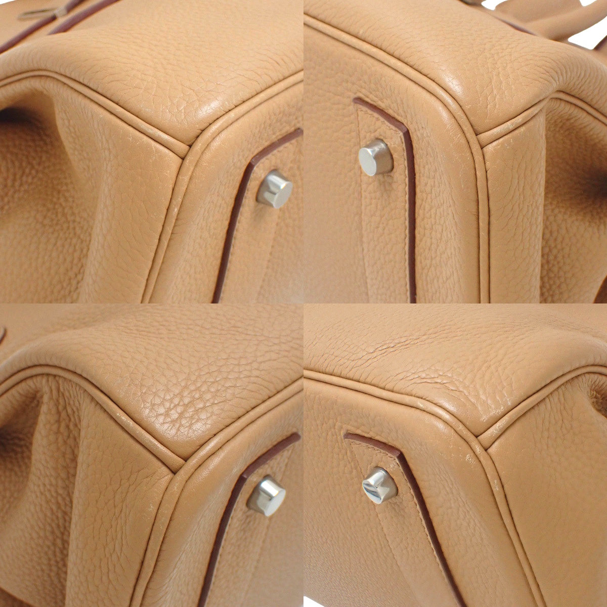 Taurillon Clemence皮革肩背包,配钯金配件和Tabac驼色及银色配件。□M压印。