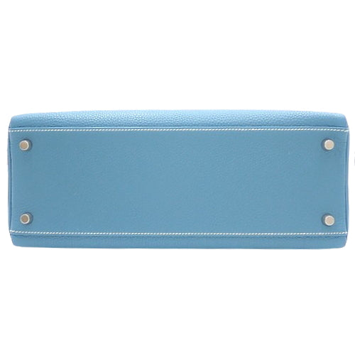 Kelly 32 (inner stitching) Togo, palladium hardware, blue jean, □I stamp