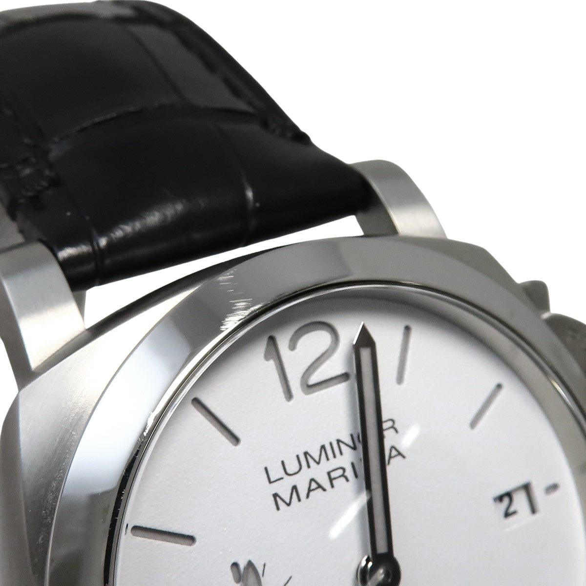 PAM01371 Luminor Quaranta, stainless steel/leather, automatic winding, white dial.