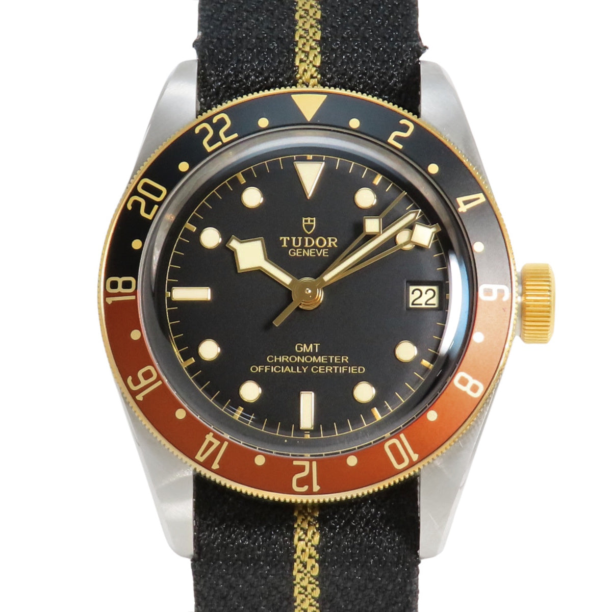 79833MN-0004 Heritage Black Bay GMT S&G YG/SS/Fabric Automatic Black