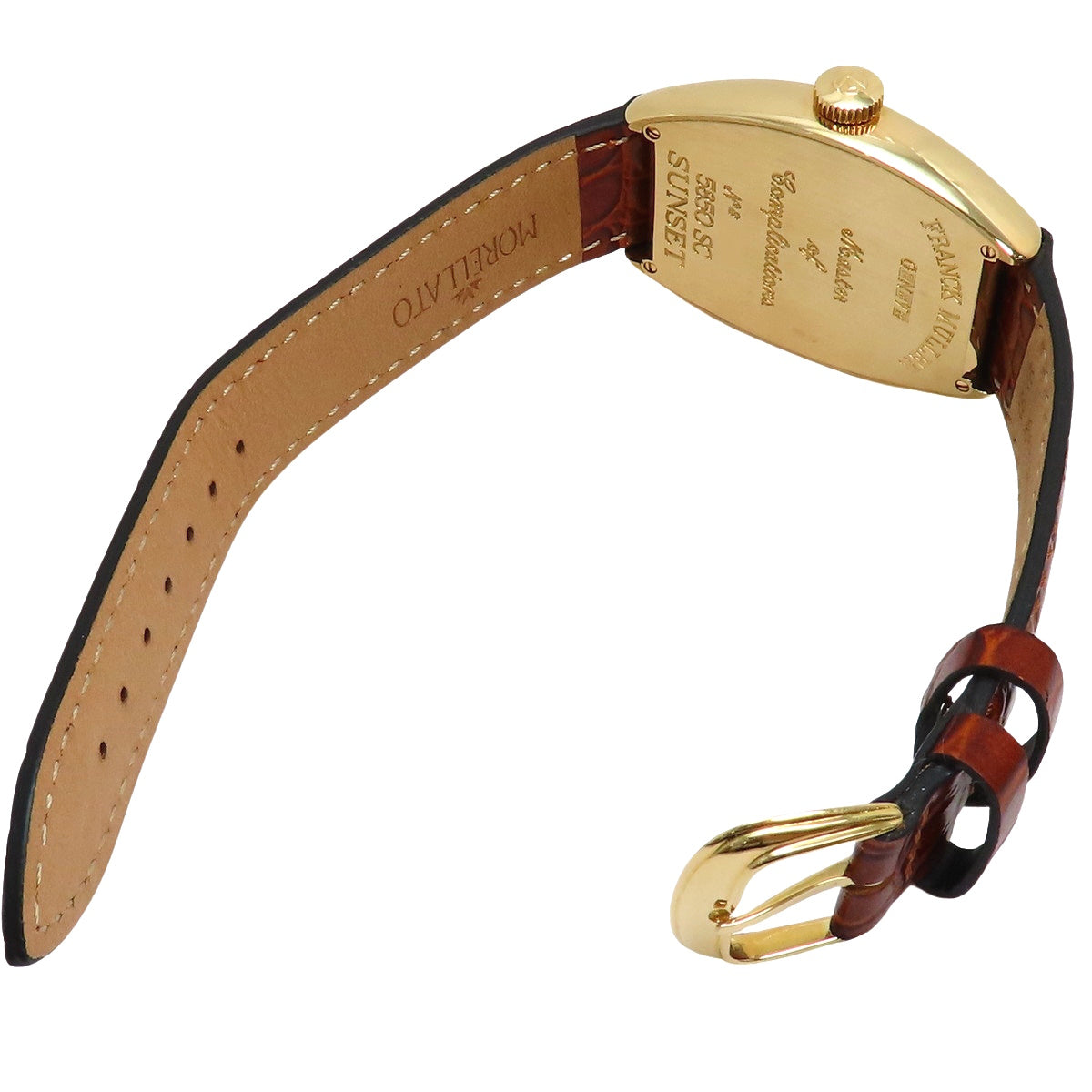 5850SC 吨诺曲线日落金表壳/皮革 自动上链 银色表盘