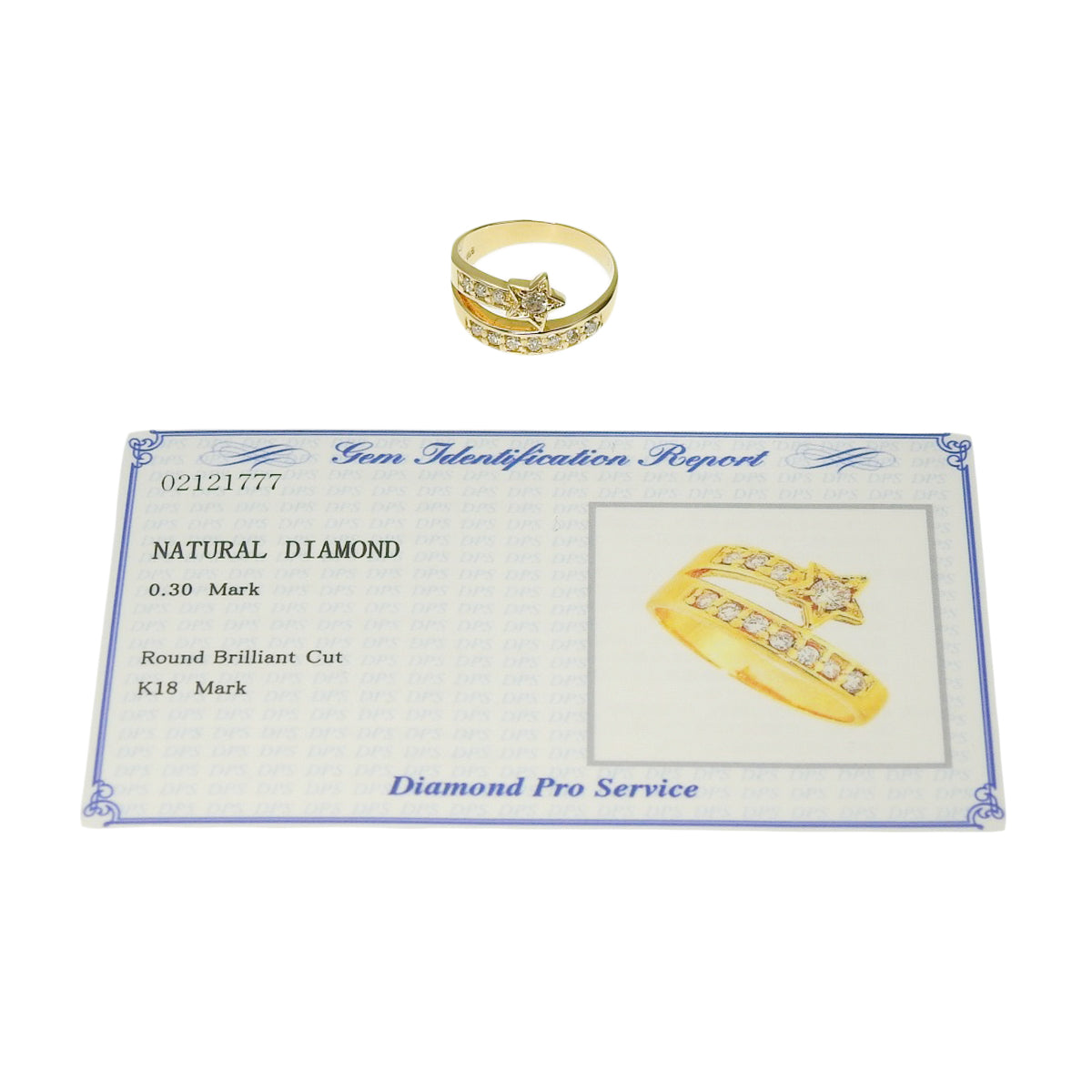 Diamond Sterling D0.30 K18 Yellow Gold YG Star Motif