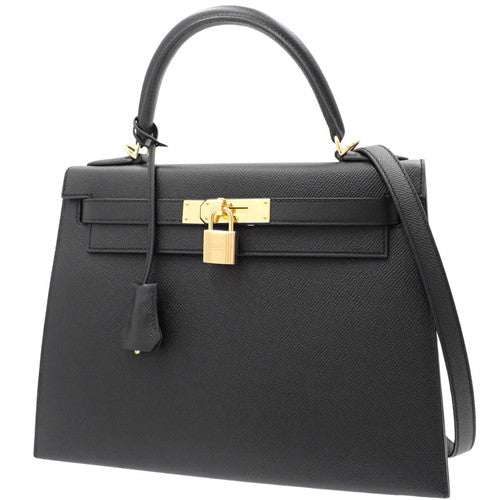 Kelly 28 (outside stitching) Veau Epsom Noir A stamp