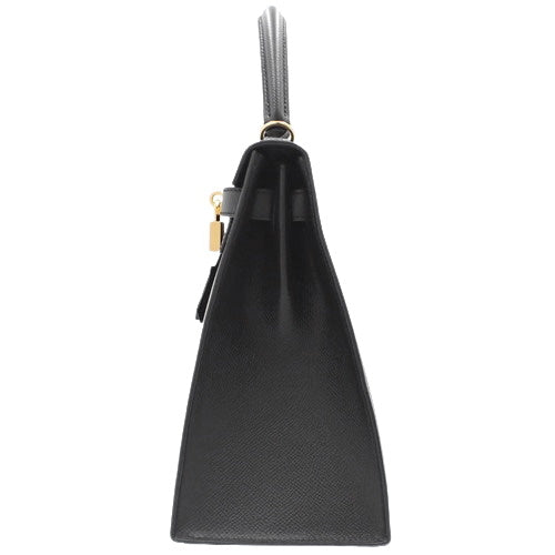 Kelly 28 (outside stitching) Veau Epsom Noir A stamp