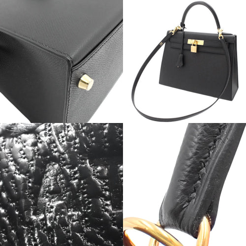 Kelly 28 (outside stitching) Veau Epsom Noir A stamp